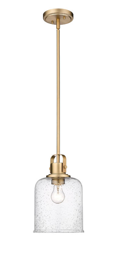 Z-Lite Kinsley 8" 1-Light Heirloom Gold Pendant Light With Clear Seeded Glass Shade