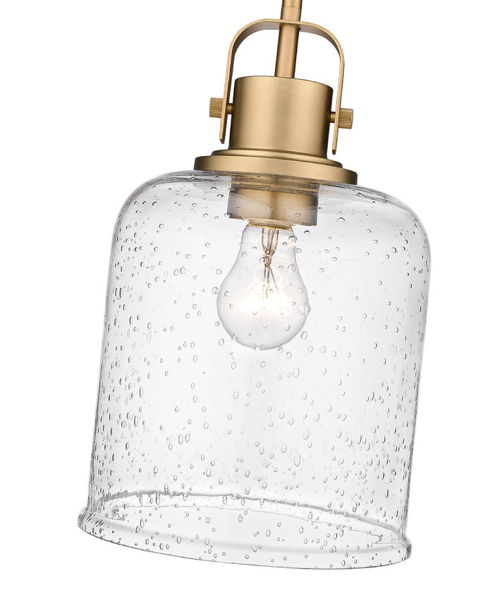 Z-Lite Kinsley 8" 1-Light Heirloom Gold Pendant Light With Clear Seeded Glass Shade