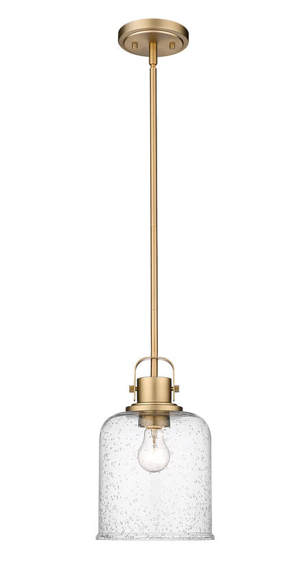 Z-Lite Kinsley 8" 1-Light Heirloom Gold Pendant Light With Clear Seeded Glass Shade