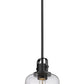 Z-Lite Kinsley 8" 1-Light Matte Black Pendant Light With Clear Seeded Glass Shade