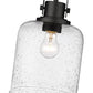 Z-Lite Kinsley 8" 1-Light Matte Black Pendant Light With Clear Seeded Glass Shade