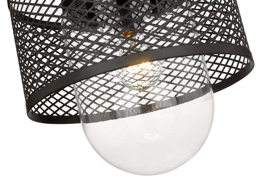 Z-Lite Kipton 11" 1-Light Matte Black Pendant Light With Clear Glass Shade