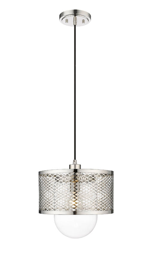 Z-Lite Kipton 11" 1-Light Polished Nickel Pendant Light With Clear Glass Shade