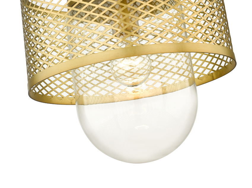 Z-Lite Kipton 11" 1-Light Rubbed Brass Pendant Light With Clear Glass Shade