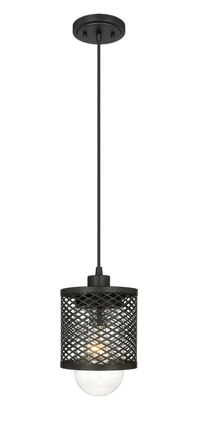 Z-Lite Kipton 6" 1-Light Matte Black Mini Pendant Light With Clear Glass Shade