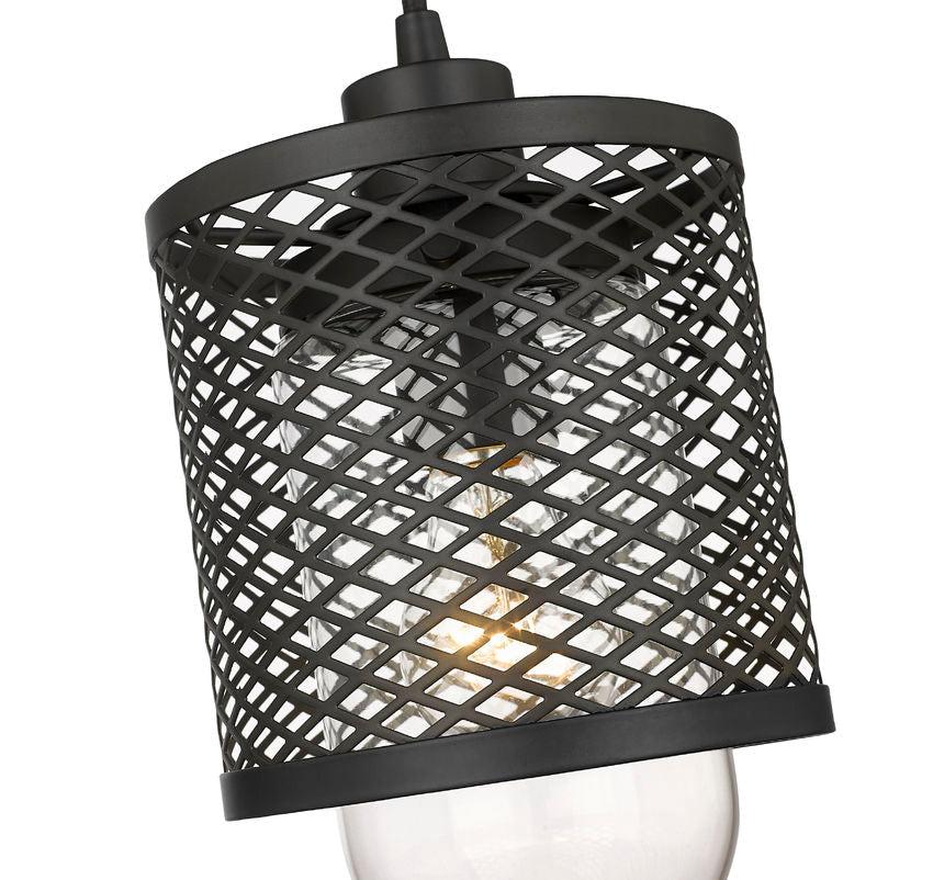 Z-Lite Kipton 6" 1-Light Matte Black Mini Pendant Light With Clear Glass Shade