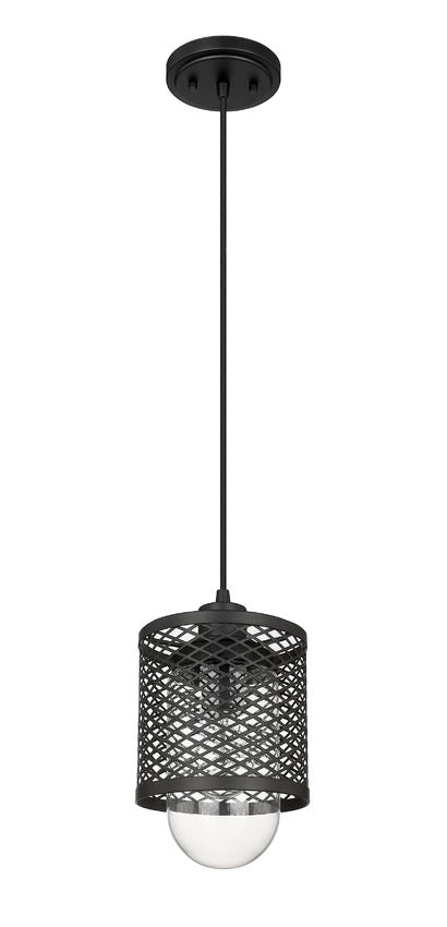 Z-Lite Kipton 6" 1-Light Matte Black Mini Pendant Light With Clear Glass Shade
