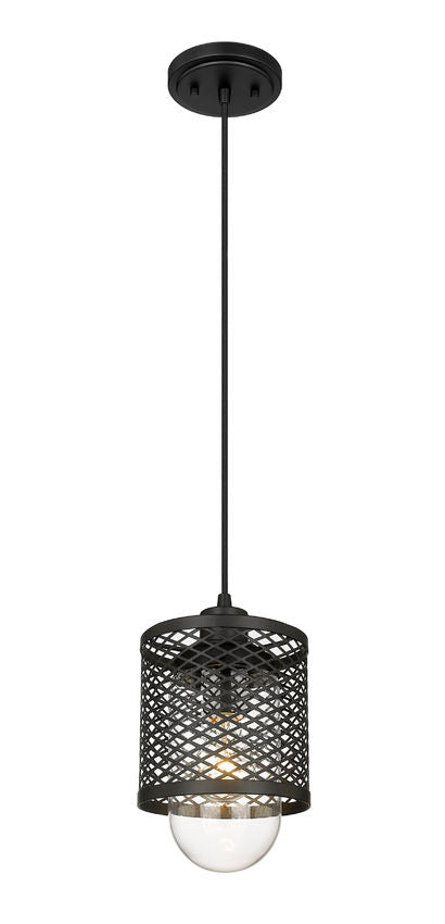 Z-Lite Kipton 6" 1-Light Matte Black Mini Pendant Light With Clear Glass Shade