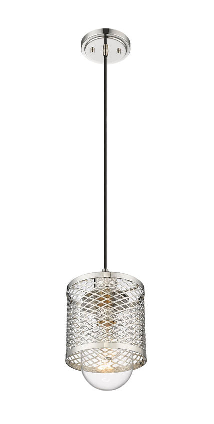 Z-Lite Kipton 6" 1-Light Polished Nickel Mini Pendant Light With Clear Glass Shade
