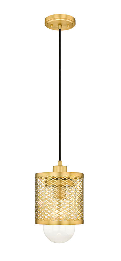 Z-Lite Kipton 6" 1-Light Rubbed Brass Mini Pendant Light With Clear Glass Shade