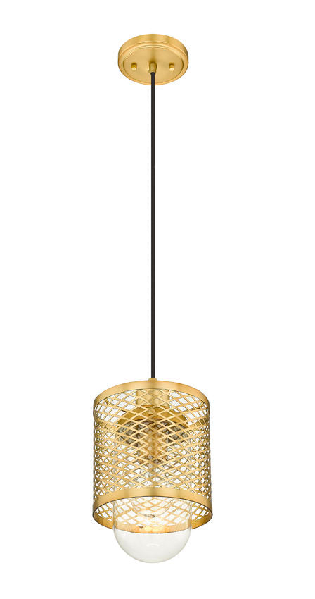 Z-Lite Kipton 6" 1-Light Rubbed Brass Mini Pendant Light With Clear Glass Shade