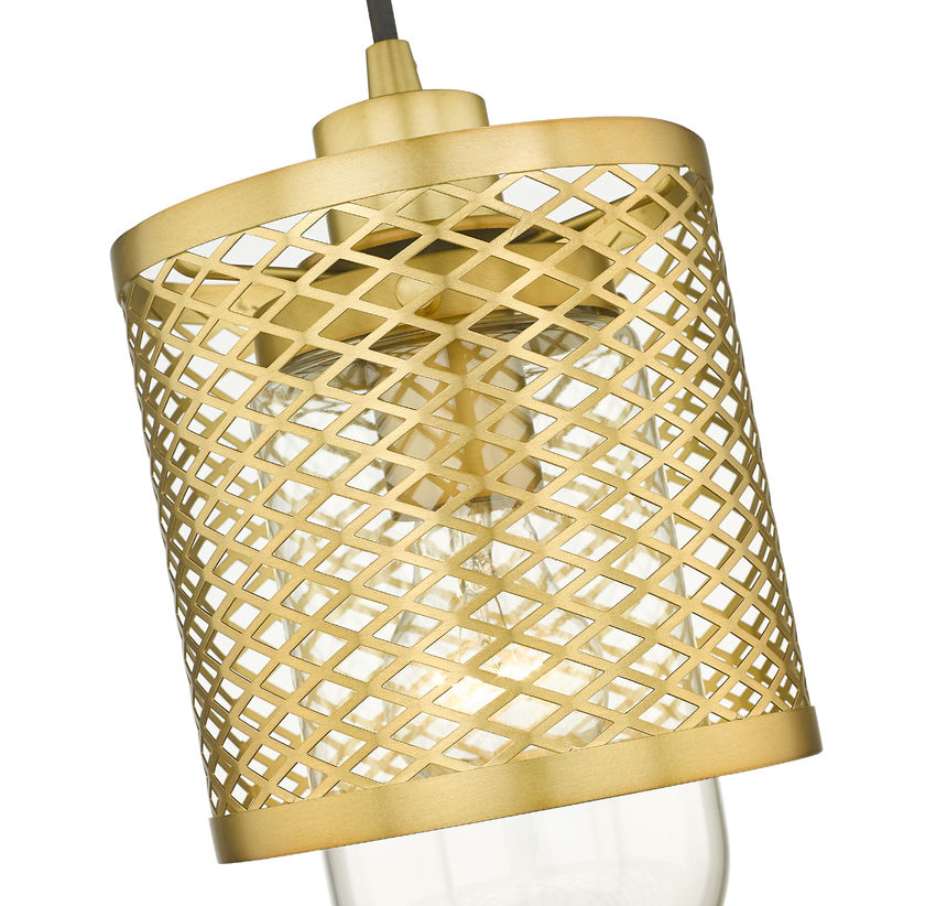 Z-Lite Kipton 6" 1-Light Rubbed Brass Mini Pendant Light With Clear Glass Shade