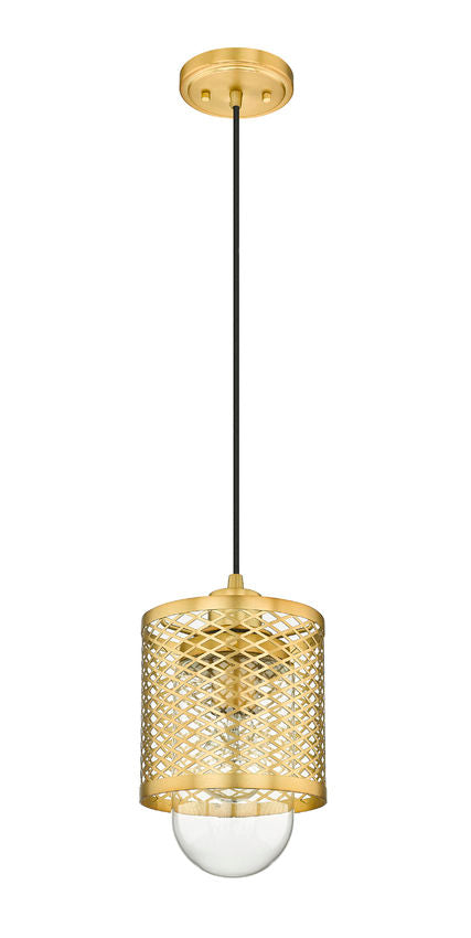 Z-Lite Kipton 6" 1-Light Rubbed Brass Mini Pendant Light With Clear Glass Shade