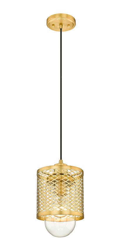Z-Lite Kipton 6" 1-Light Rubbed Brass Mini Pendant Light With Clear Glass Shade