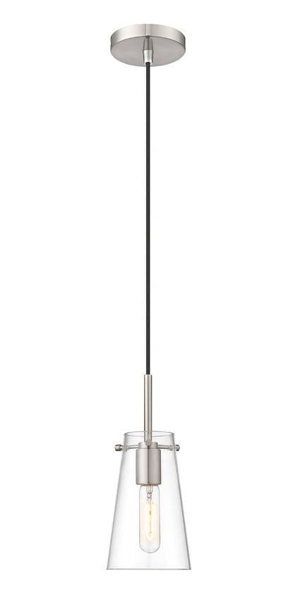 Z-Lite Kira 5" 1-Light Brushed Nickel Steel and Clear Glass Shade Pendant Light