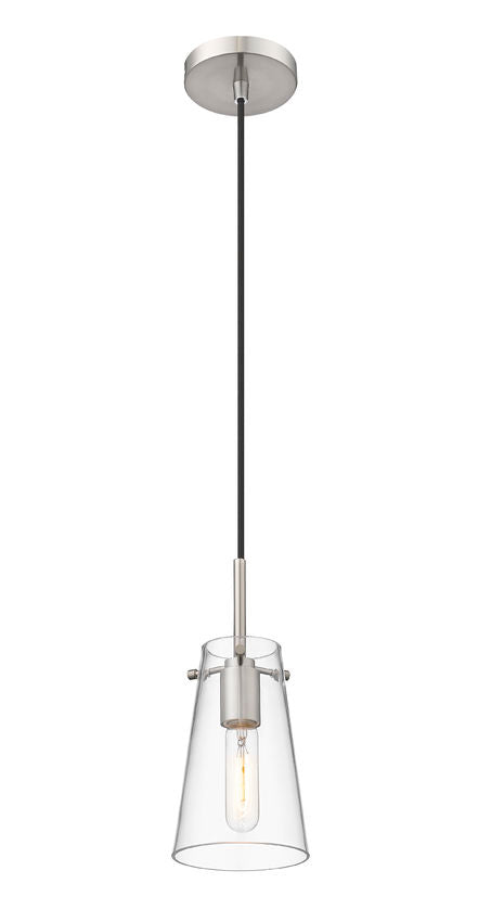 Z-Lite Kira 5" 1-Light Brushed Nickel Steel and Clear Glass Shade Pendant Light