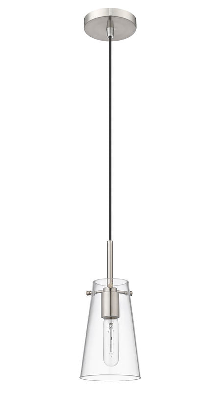 Z-Lite Kira 5" 1-Light Brushed Nickel Steel and Clear Glass Shade Pendant Light