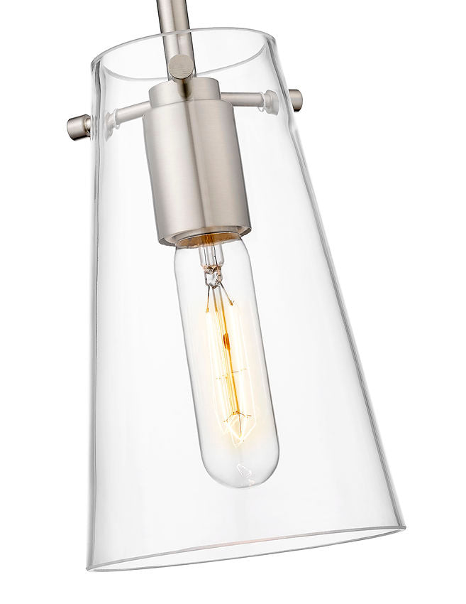 Z-Lite Kira 5" 1-Light Brushed Nickel Steel and Clear Glass Shade Pendant Light