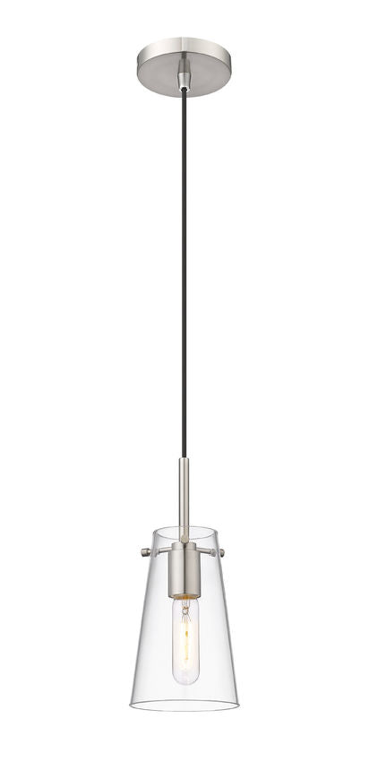Z-Lite Kira 5" 1-Light Brushed Nickel Steel and Clear Glass Shade Pendant Light