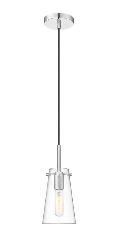 Z-Lite Kira 5" 1-Light Chrome Steel and Clear Glass Shade Pendant Light