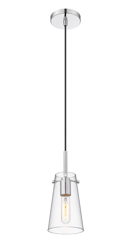 Z-Lite Kira 5" 1-Light Chrome Steel and Clear Glass Shade Pendant Light