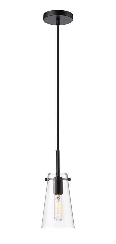Z-Lite Kira 5" 1-Light Matte Black Steel and Clear Glass Shade Pendant Light