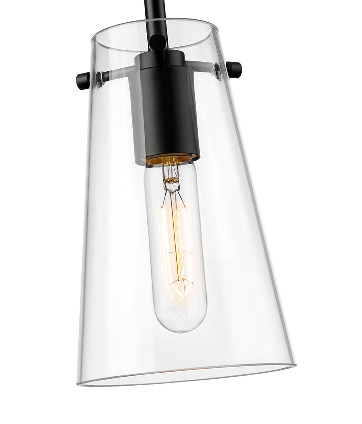 Z-Lite Kira 5" 1-Light Matte Black Steel and Clear Glass Shade Pendant Light