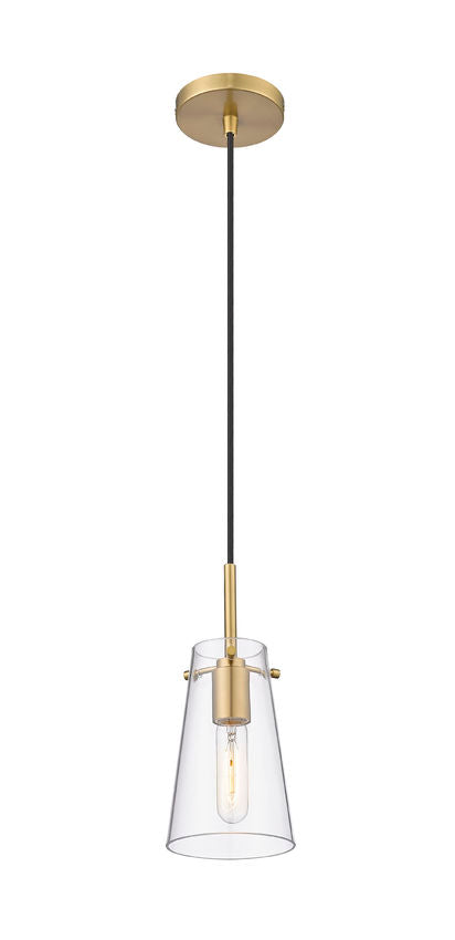 Z-Lite Kira 5" 1-Light Modern Gold Steel and Clear Glass Shade Pendant Light
