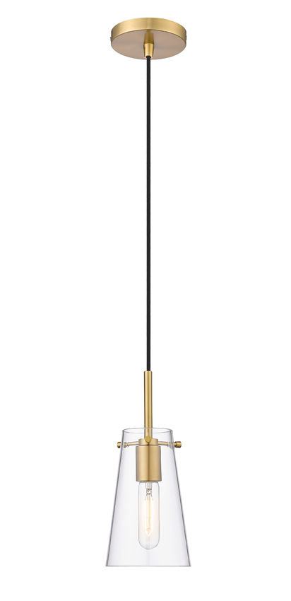 Z-Lite Kira 5" 1-Light Modern Gold Steel and Clear Glass Shade Pendant Light