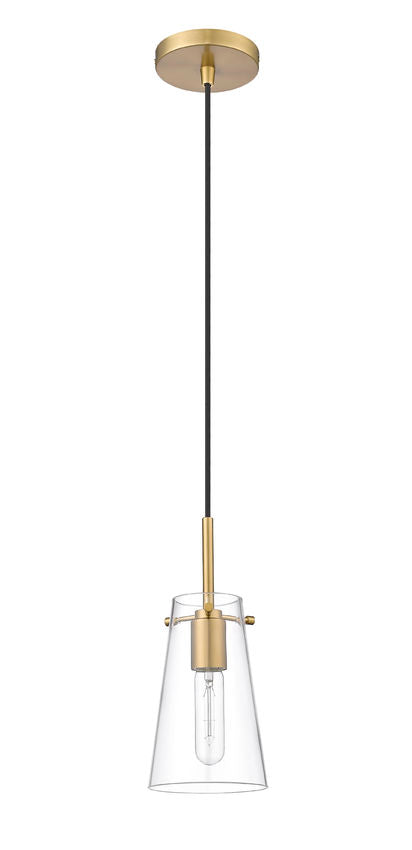 Z-Lite Kira 5" 1-Light Modern Gold Steel and Clear Glass Shade Pendant Light