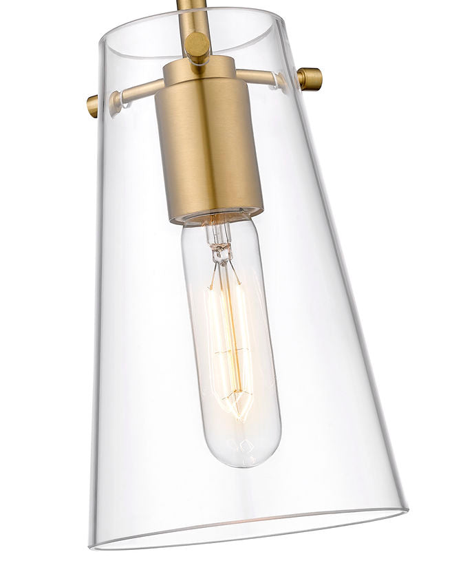 Z-Lite Kira 5" 1-Light Modern Gold Steel and Clear Glass Shade Pendant Light
