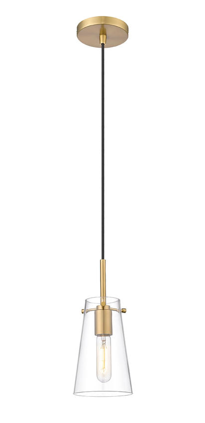 Z-Lite Kira 5" 1-Light Modern Gold Steel and Clear Glass Shade Pendant Light