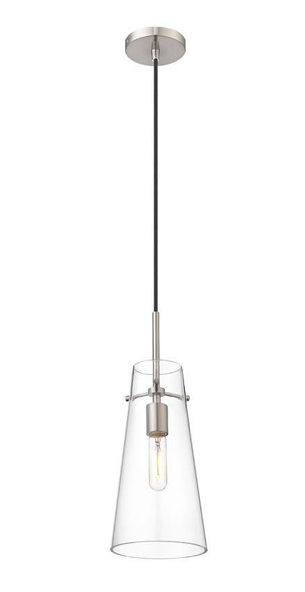 Z-Lite Kira 7" 1-Light Brushed Nickel Steel and Clear Glass Shade Pendant Light