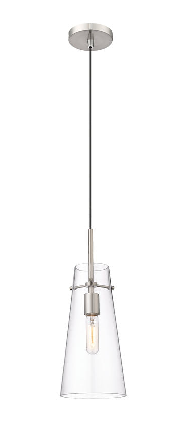 Z-Lite Kira 7" 1-Light Brushed Nickel Steel and Clear Glass Shade Pendant Light