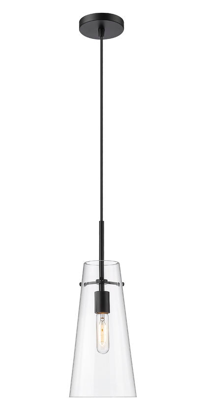 Z-Lite Kira 7" 1-Light Matte Black and Clear Glass Shade Pendant Light