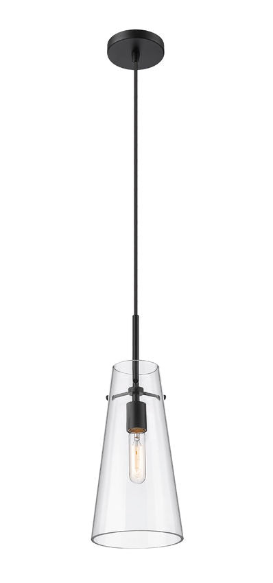 Z-Lite Kira 7" 1-Light Matte Black and Clear Glass Shade Pendant Light