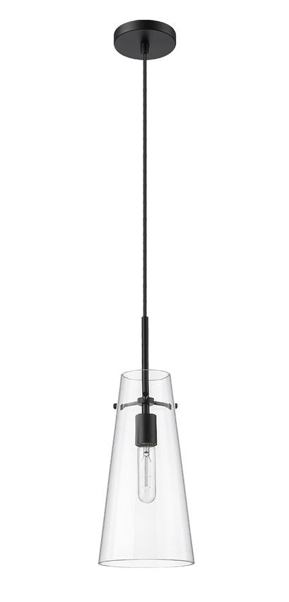 Z-Lite Kira 7" 1-Light Matte Black and Clear Glass Shade Pendant Light