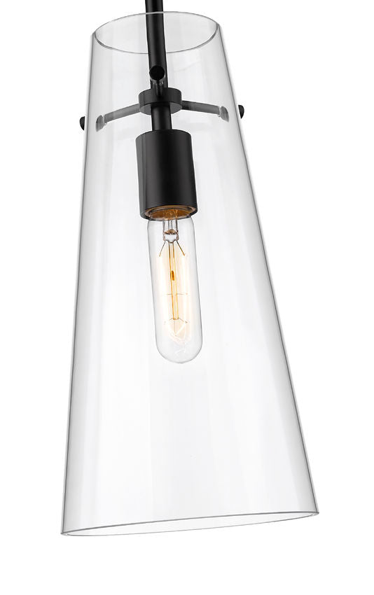 Z-Lite Kira 7" 1-Light Matte Black and Clear Glass Shade Pendant Light