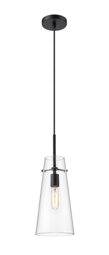 Z-Lite Kira 7" 1-Light Matte Black and Clear Glass Shade Pendant Light