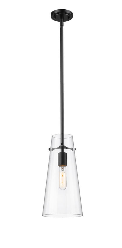 Z-Lite Kira 7508P-ROD 6" 1-Light Matte Black Steel and Clear Glass Shade Pendant Light