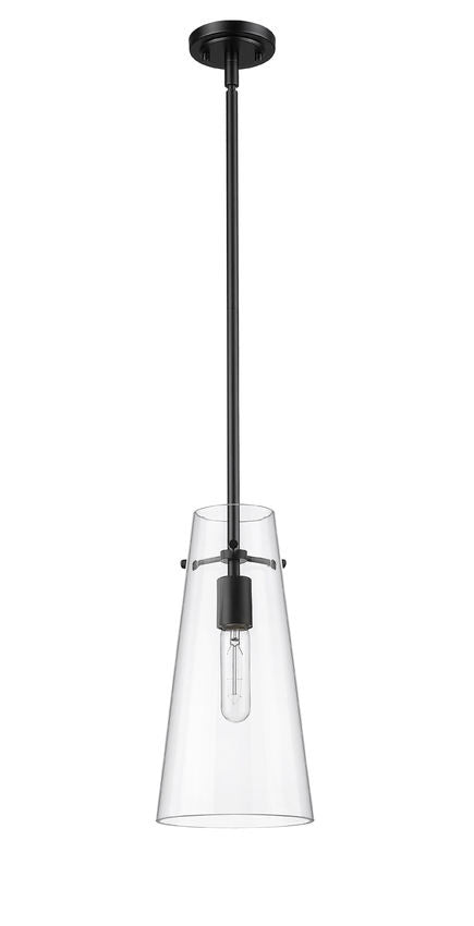 Z-Lite Kira 7508P-ROD 6" 1-Light Matte Black Steel and Clear Glass Shade Pendant Light
