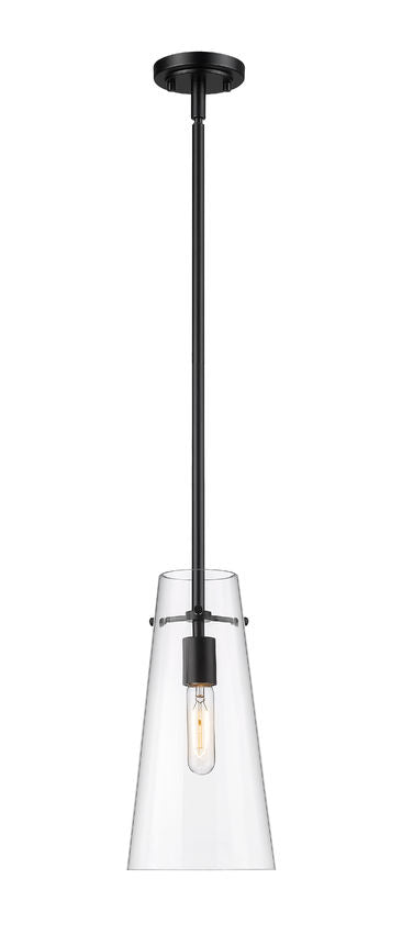 Z-Lite Kira 7508P-ROD 6" 1-Light Matte Black Steel and Clear Glass Shade Pendant Light