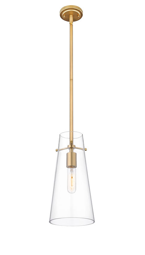 Z-Lite Kira 7508P-ROD 6" 1-Light Modern Gold Steel and Clear Glass Shade Pendant Light