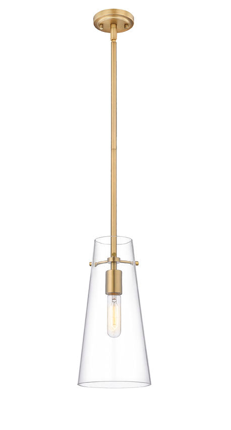 Z-Lite Kira 7508P-ROD 6" 1-Light Modern Gold Steel and Clear Glass Shade Pendant Light