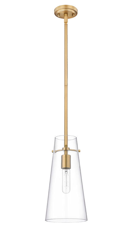Z-Lite Kira 7508P-ROD 6" 1-Light Modern Gold Steel and Clear Glass Shade Pendant Light