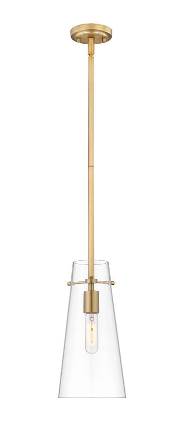 Z-Lite Kira 7508P-ROD 6" 1-Light Modern Gold Steel and Clear Glass Shade Pendant Light