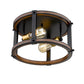 Z-Lite Kirkland 13" 2-Light Rustic Mahogany Steel Round Flush Mount Lighting