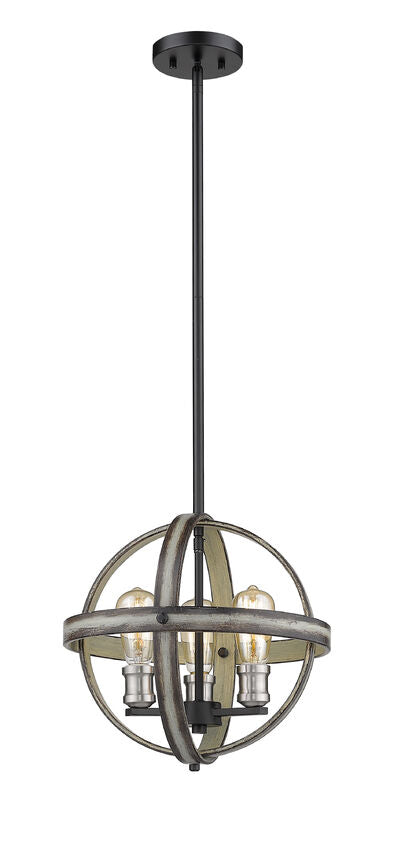 Z-Lite Kirkland 14" 3-Light Ashen Barnboard Steel Pendant Light