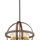 Z-Lite Kirkland 20" 5-Light Rustic Mahogany Geometric Steel Frame Pendant Light