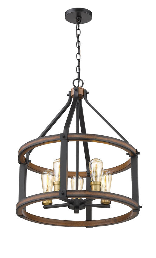 Z-Lite Kirkland 20" 5-Light Rustic Mahogany Steel Pendant Light